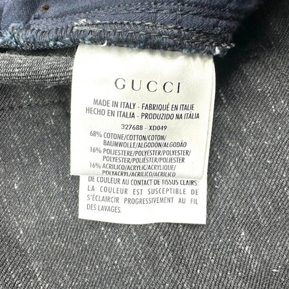 Gucci Dark Blue Denim Jeans‎ IT 48 US 33 Made in Italy Logo Pocket